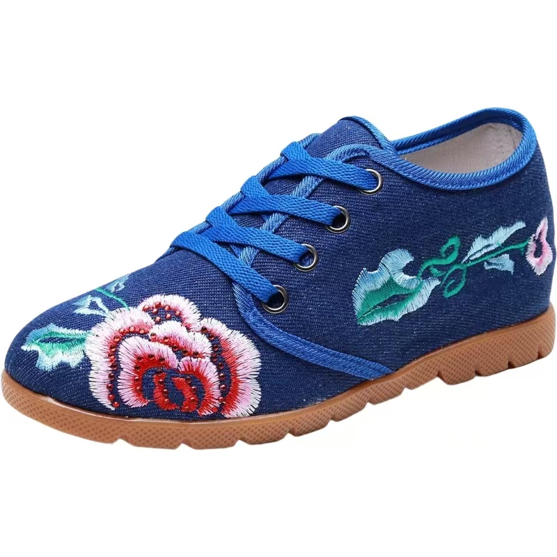 Ethnic Style - Vrouw verhoogde interne geborduurde stoffen schoenen