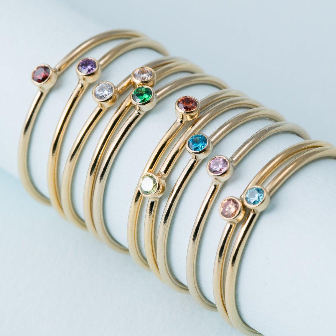 Ethnic Fashion Jewellery - Geboortesteen Ring 14K goud gevuld Knuckle
