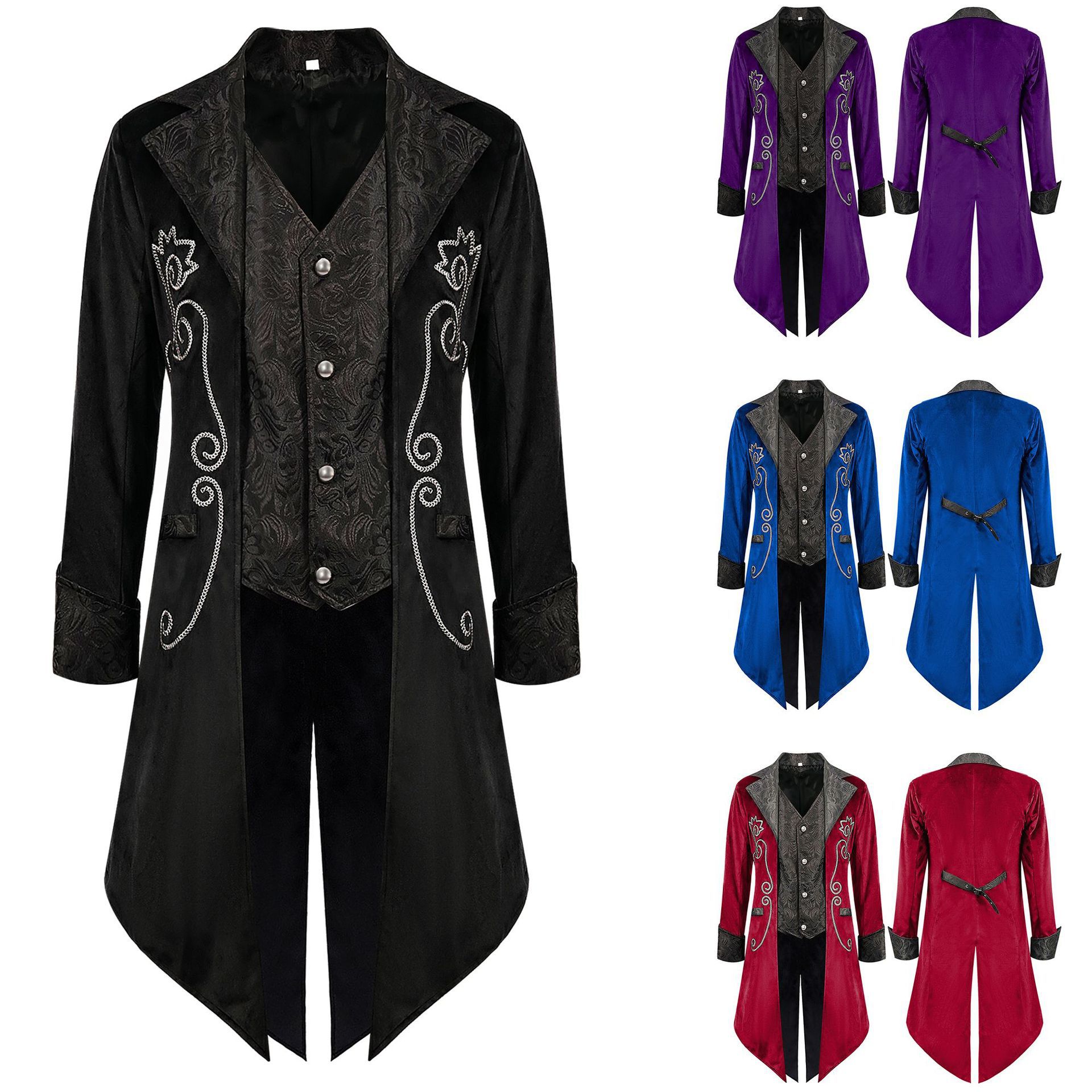 Ethnic Wear Model Fashion - Middeleeuwse punkstijl heren smokingjas voor podiumoptredens