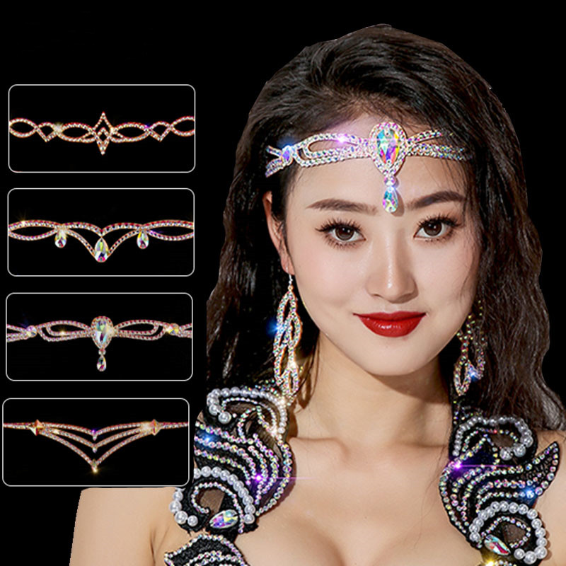 Ethnic Fashion Jewellery - Vrouwen Strass Voorhoofd Hoofd Ketting Hoofdband