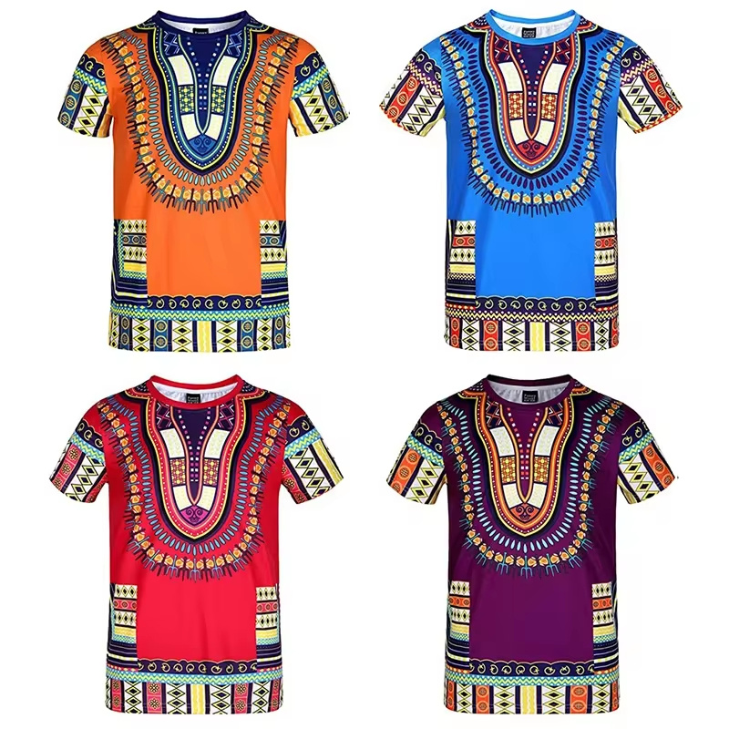 Zomer Harajuku 3D Print Afrika - Dashiki Shirt Men recensie en prijs