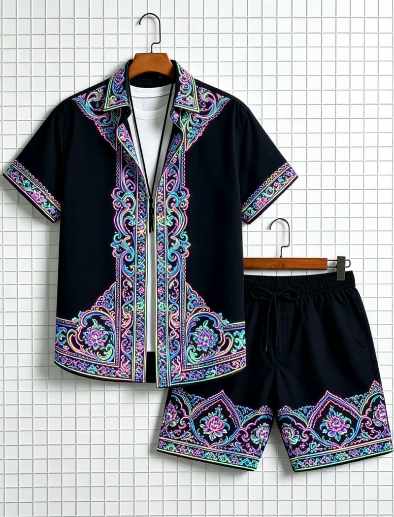 Herenset met etnische print, k - Ethnic Style recensie en prijs