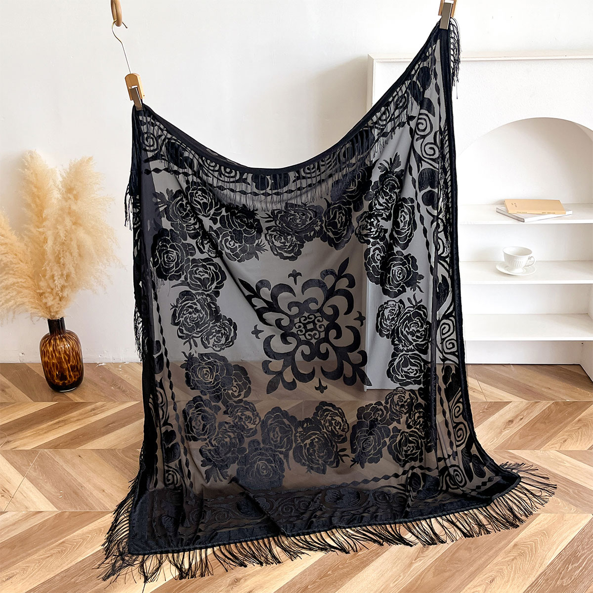 Retro fluwelen sjaal met kwast - Winter Ethnic Fashion For Women recensie en prijs